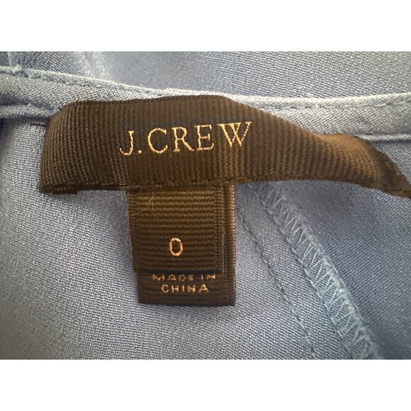 2/$30 J.Crew Size 0 Blue Ruffle Detail Silk Blouse - Picture 4 of 12